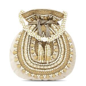 9813 Gold Potli Bags Gift Evening Bag Clutch Ethnic Bride Purse